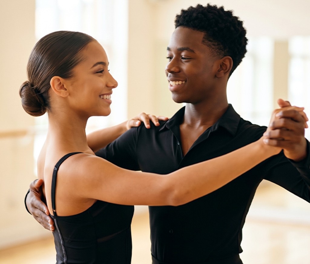 Kids learning Latin and ballroom in class